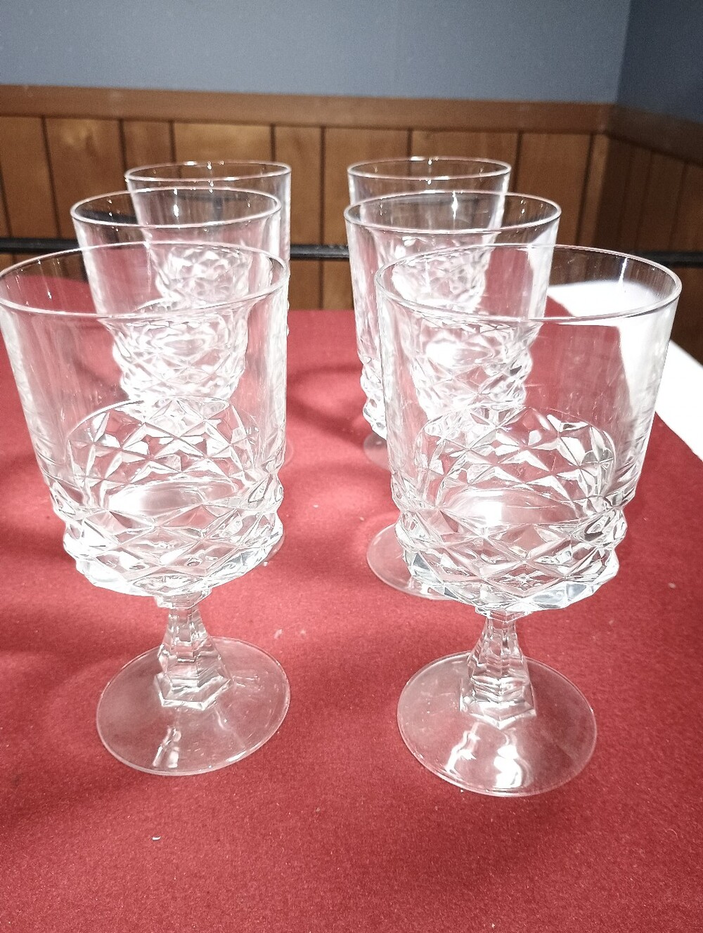 Diamond By J G Durand set of 6-10.5 Oz. Goblets Cristal d'Arques From France